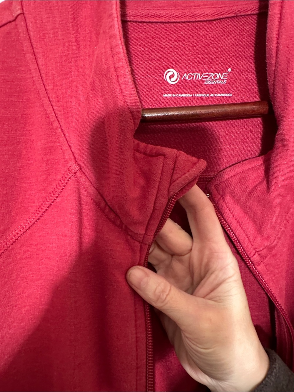 Full-Zip Crew Sweatshirt in Raspberry - Picture 9 of 13